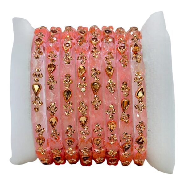 Glass Bangles- Baby Pink Color- 8 Bangles Set, Product Code: V-2547 - Image 2