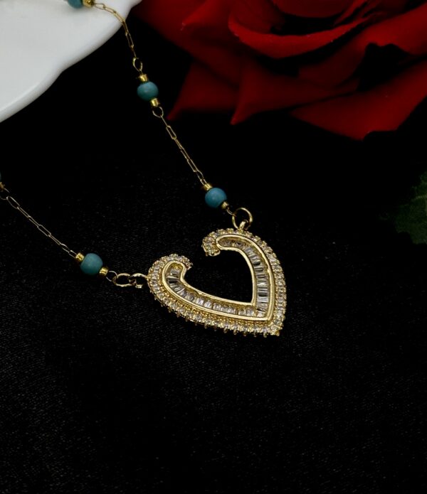 Stainless Steel Open Heart Pendent Pearl Chain Necklace, Product Code: D-5166