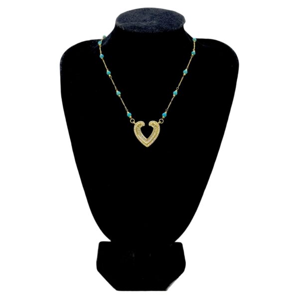 Stainless Steel Open Heart Pendent Pearl Chain Necklace, Product Code: D-5166 - Image 2