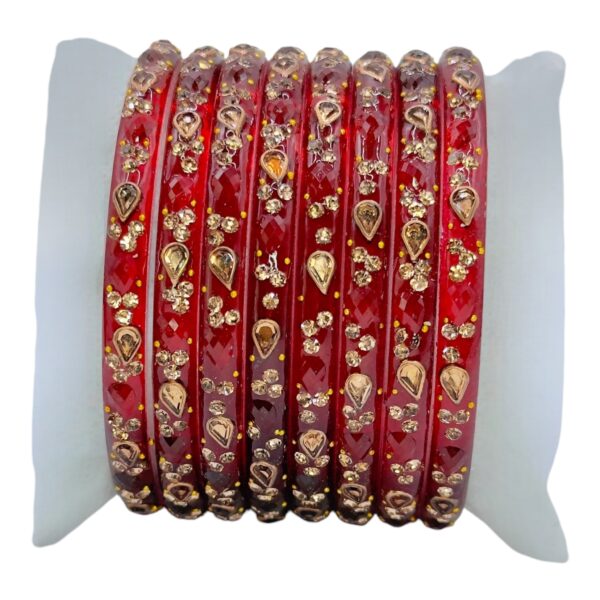 Glass Bangles- Brown Color- 8 Bangles Set, Product Code: V-2549 - Image 2