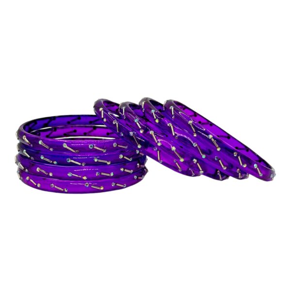 Glass Bangles- Purple Color- 8 Bangles Set, Product Code: V-2553