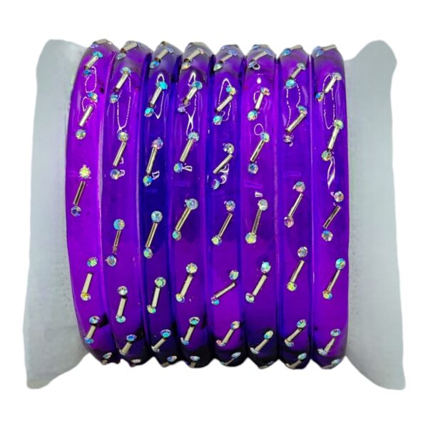 Glass Bangles- Purple Color- 8 Bangles Set, Product Code: V-2553 - Image 2