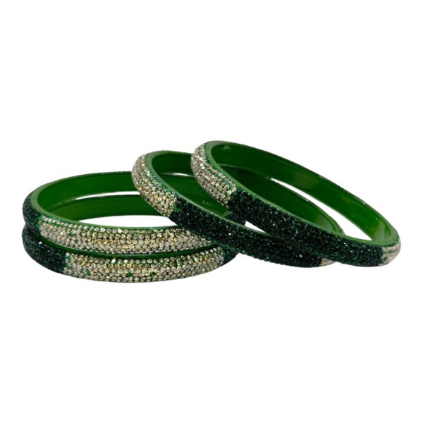 Glass Bangles- Green Color- 4 Bangles Set, Product Code: V-2557