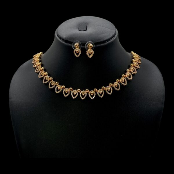 Premium AD- Rose Gold Necklace- Gopi Design- AD Stones- Studs, Product Code: V-1670