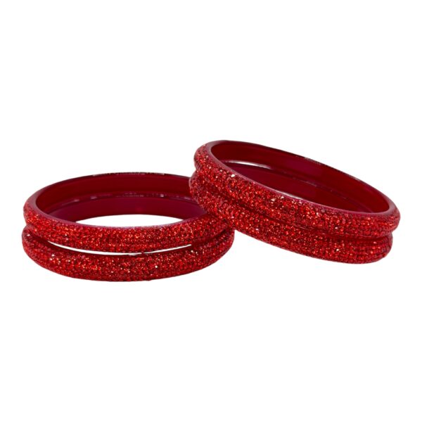 Glass Bangles- Red Color- 4 Bangles Set, Product Code: V-2559