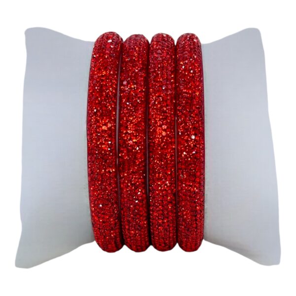 Glass Bangles- Red Color- 4 Bangles Set, Product Code: V-2559 - Image 2