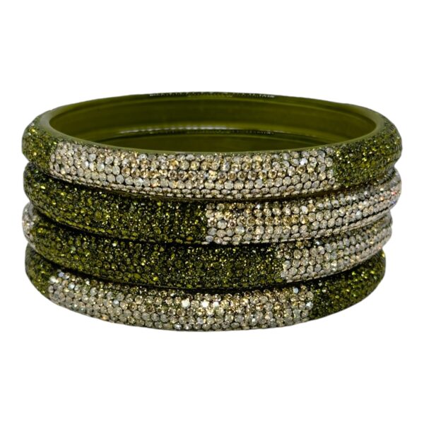 Glass Bangles- Pista Green Color- 4 Bangles Set, Product Code: V-2560