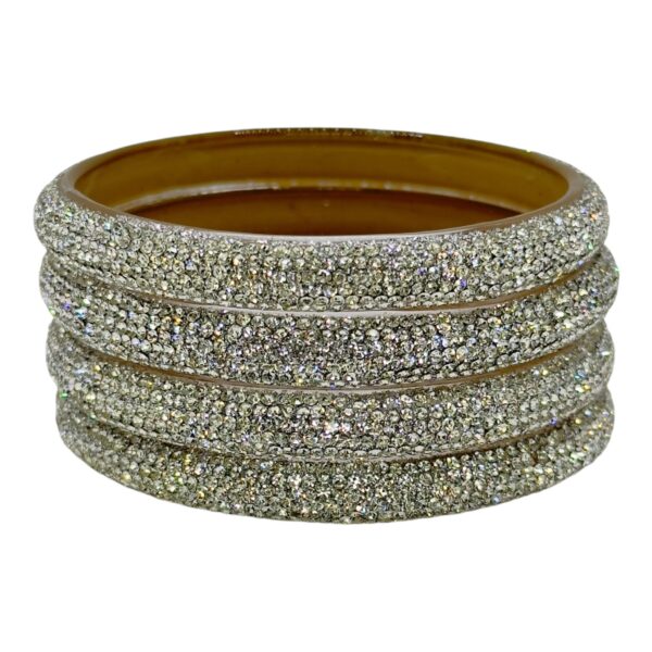 Glass Bangles- Silver Color- 4 Bangles Set, Product Code: V-2561