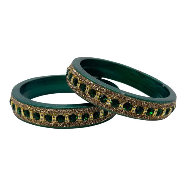 Lac Bangles- Green Color- 2 Bangles Set, Product Code: V-2562