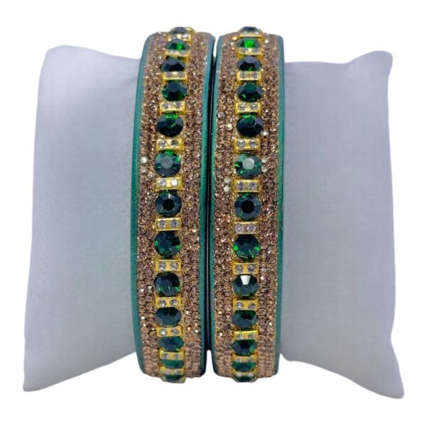 Lac Bangles- Green Color- 2 Bangles Set, Product Code: V-2562 - Image 2