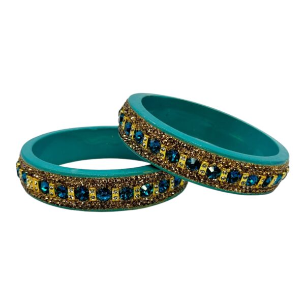 Lac Bangles- Peacock Blue Color- 2 Bangles Set, Product Code: V-2565