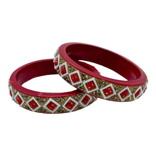 Lac Bangles- Red Color- 2 Bangles Set, Product Code: V-2566