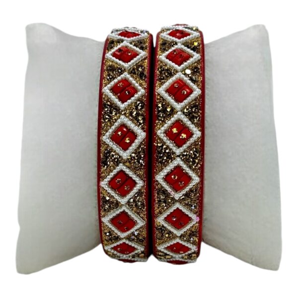 Lac Bangles- Red Color- 2 Bangles Set, Product Code: V-2566 - Image 2