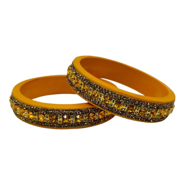 Lac Bangles- Yellow Color- 2 Bangles Set, Product Code: V-2567