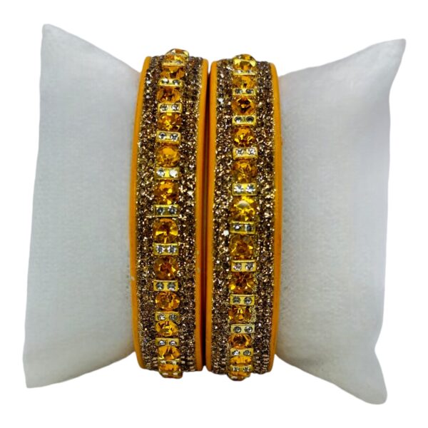 Lac Bangles- Yellow Color- 2 Bangles Set, Product Code: V-2567 - Image 2