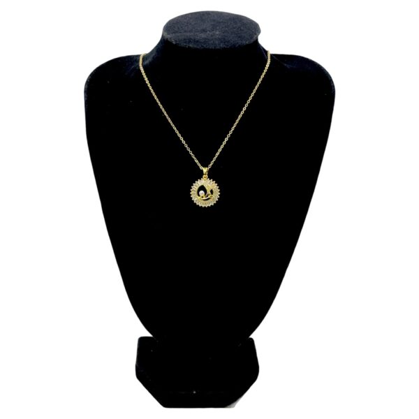 Stainless Steel Baguette Round Shaped Pendent Chain Necklace, Product Code: D-5168 - Image 2