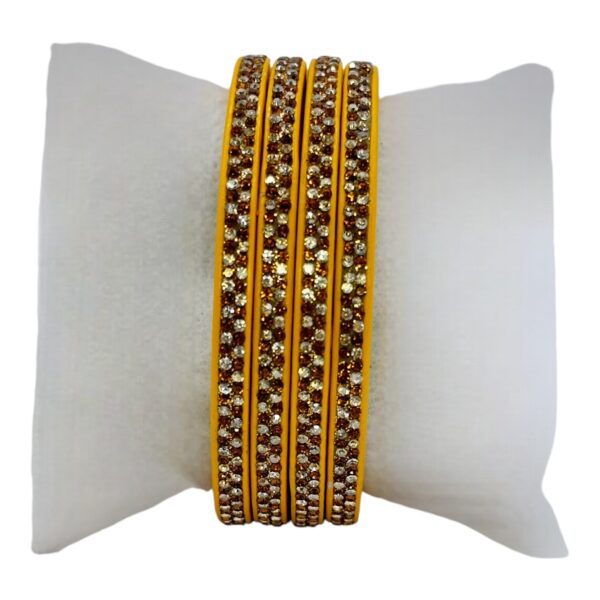 Lac Bangles- Yellow Color- 4 Bangles Set, Product Code: V-2568 - Image 2