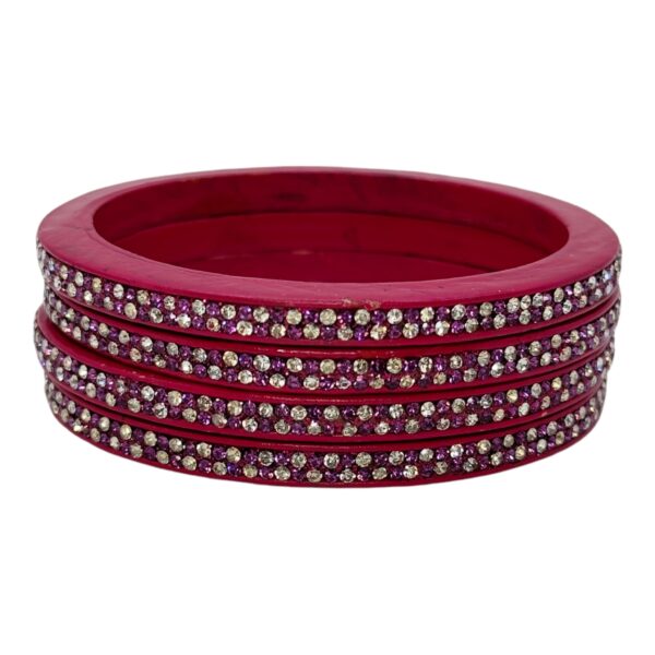 Lac Bangles- Dark Pink Color- 4 Bangles Set, Product Code: V-2570