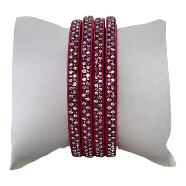 Lac Bangles- Dark Pink Color- 4 Bangles Set, Product Code: V-2570 - Image 2