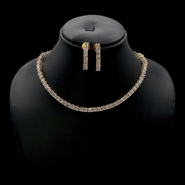 Premium AD- Rose Gold Necklace- AD Stones- Studs, Product Code: V-1683