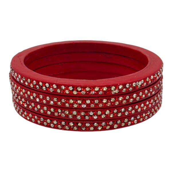 Lac Bangles- Red Color- 4 Bangles Set, Product Code: V-2571