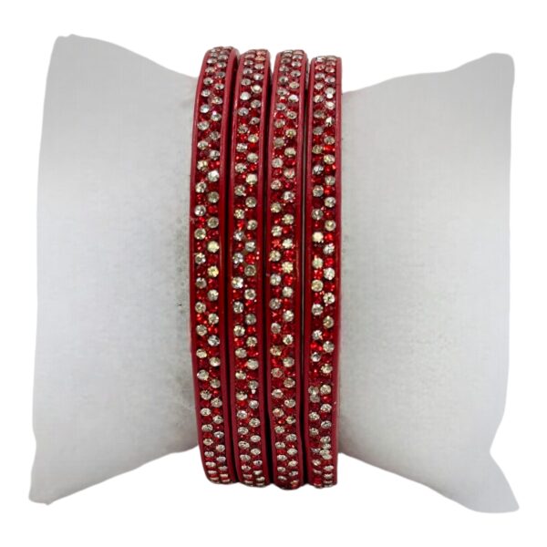 Lac Bangles- Red Color- 4 Bangles Set, Product Code: V-2571 - Image 2