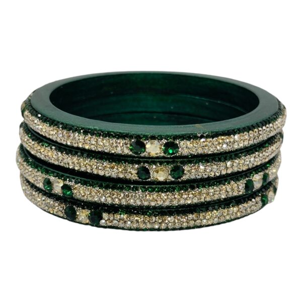 Lac Bangles- Green Color- 4 Bangles Set, Product Code: V-2572