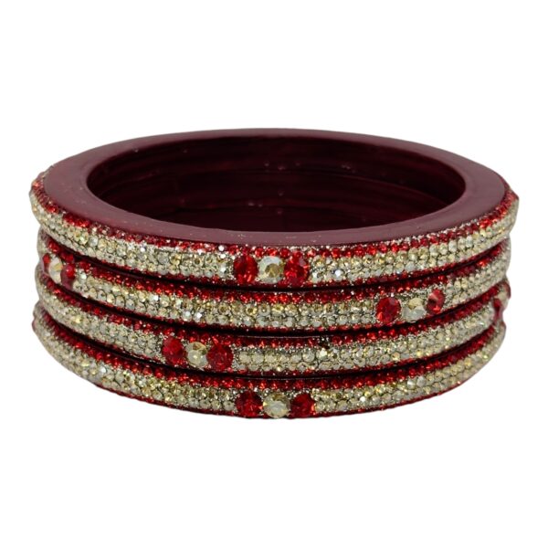 Lac Bangles- Red Color- 4 Bangles Set, Product Code: V-2573