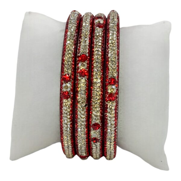 Lac Bangles- Red Color- 4 Bangles Set, Product Code: V-2573 - Image 2