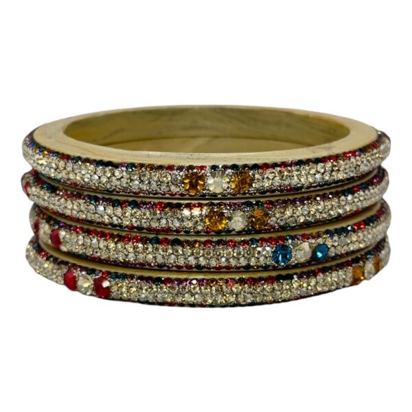 Lac Bangles- Multi Color- 4 Bangles Set, Product Code: V-2575