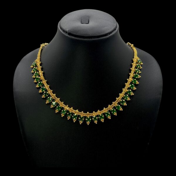 Premium AD- Micro plated Necklace- Green & AD Stones, Product Code: V-1688