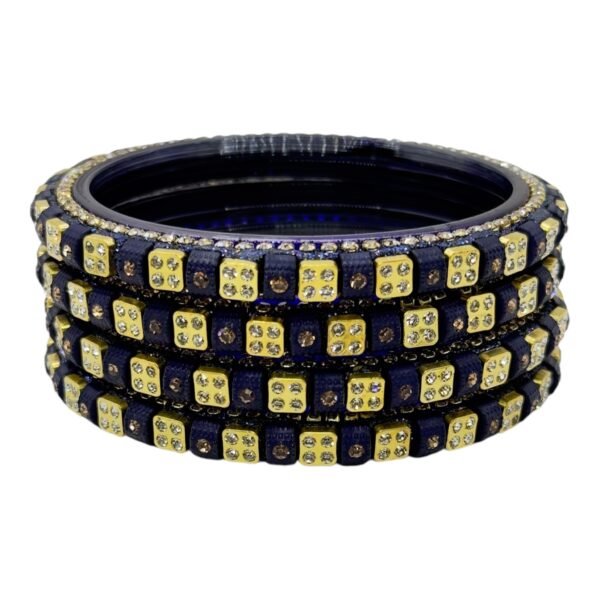 Lac Bangles- Navy Blue Color- 4 Bangles Set, Product Code: V-2576