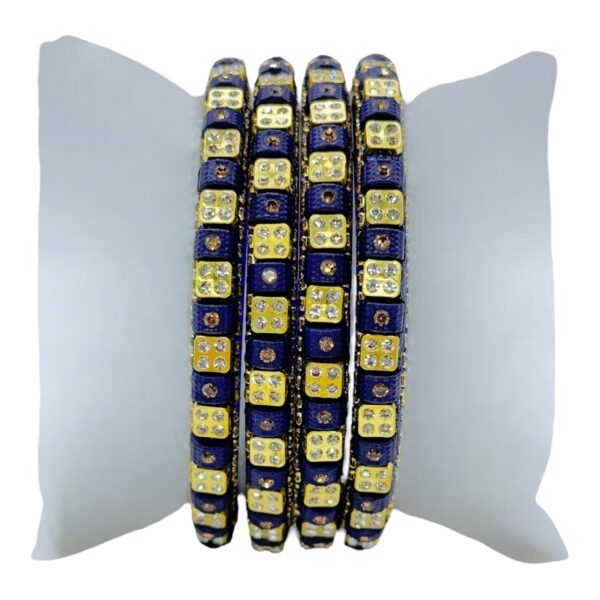 Lac Bangles- Navy Blue Color- 4 Bangles Set, Product Code: V-2576 - Image 2