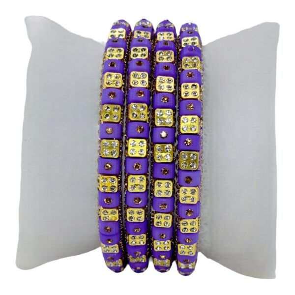 Lac Bangles- Violet Color- 4 Bangles Set, Product Code: V-2577 - Image 2