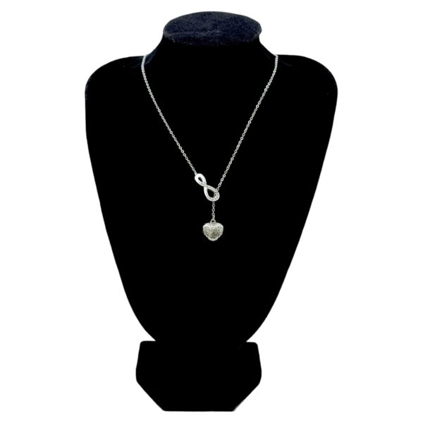 Stainless Steel Silver Plated Infinite White Shell Heart pendant Necklace, Product Code: D-5169 - Image 2