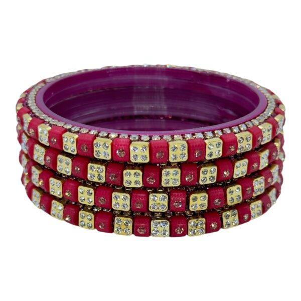 Lac Bangles- Red Color- 4 Bangles Set, Product Code: V-2578