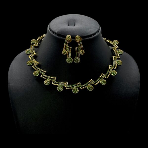 Premium AD- Unique Design- Green Color AD Stones- Studs, Product Code: V-1691