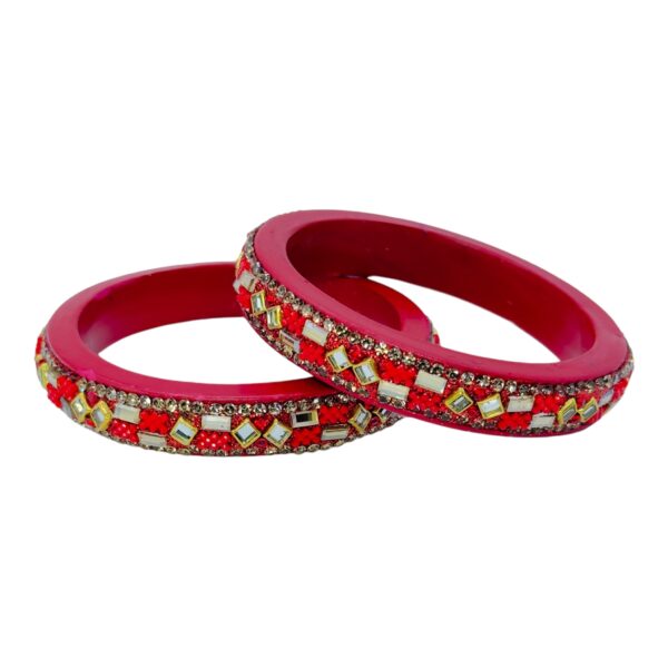 Lac Bangles- Red Color- 2 Bangles Set, Product Code: V-2580