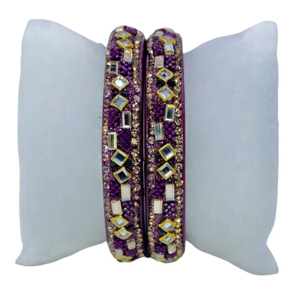 Lac Bangles- Purple Color- 2 Bangles Set, Product Code: V-2581 - Image 2