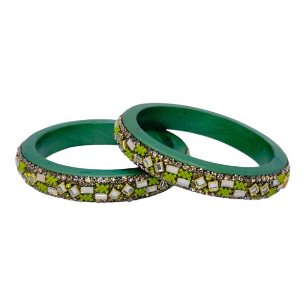 Lac Bangles- Green Color- 2 Bangles Set, Product Code: V-2582