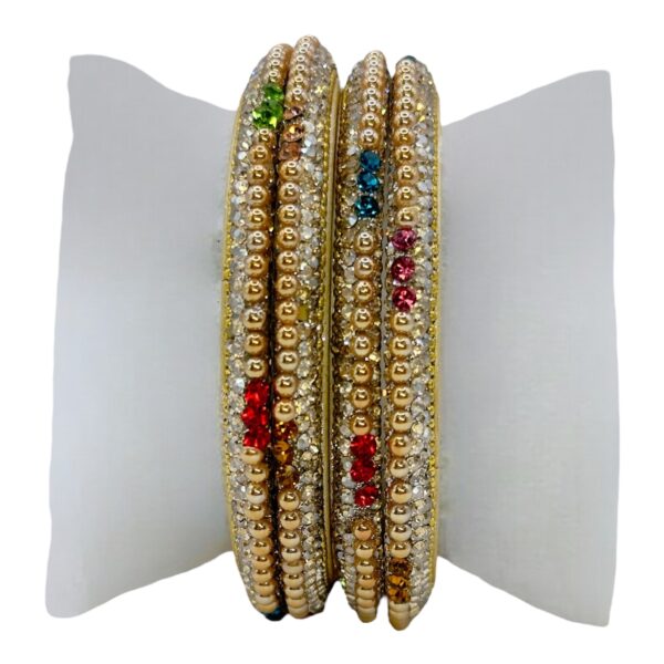 Lac Bangles- Multi Color- 4 Bangles Set, Product Code: V-2583 - Image 2