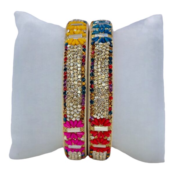 Lac Bangles-Multi Color- 2 Bangles Set, Product Code: V-2585 - Image 2