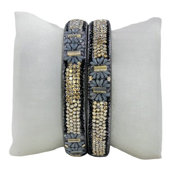 Lac Bangles-Grey Color- 2 Bangles Set, Product Code: V-2587 - Image 2