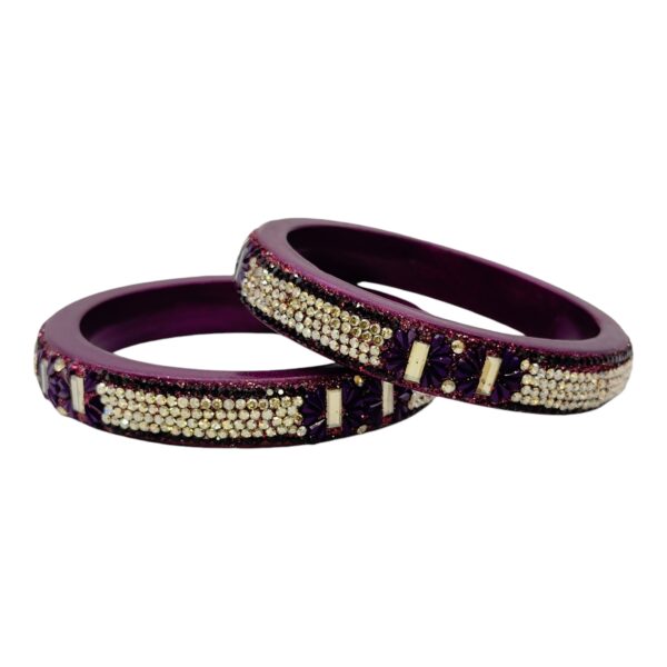 Lac Bangles- Dark Purple Color- 2 Bangles Set, Product Code: V-2588