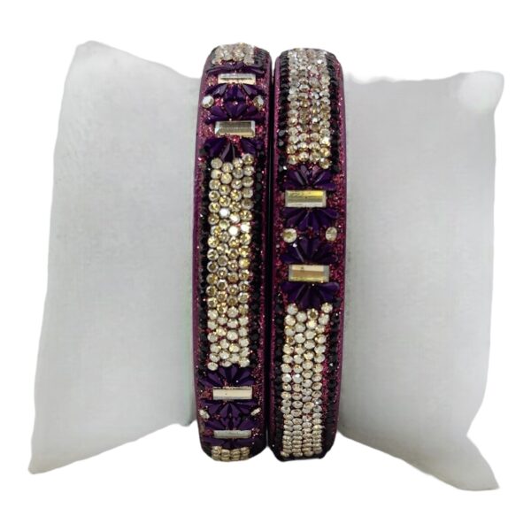 Lac Bangles- Dark Purple Color- 2 Bangles Set, Product Code: V-2588 - Image 2