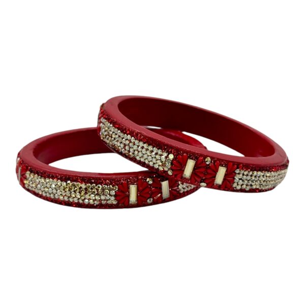 Lac Bangles- Red Color- 2 Bangles Set, Product Code: V-2590