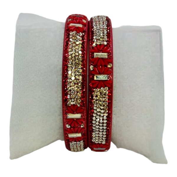 Lac Bangles- Red Color- 2 Bangles Set, Product Code: V-2590 - Image 2