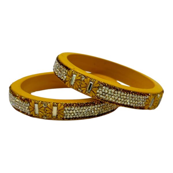 Lac Bangles- Yellow Color- 2 Bangles Set, Product Code: V-2591