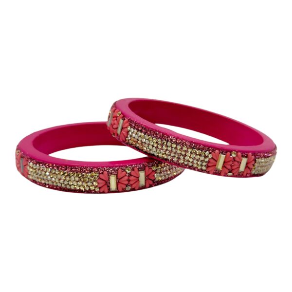 Lac Bangles- Pink Color- 2 Bangles Set, Product Code: V-2592