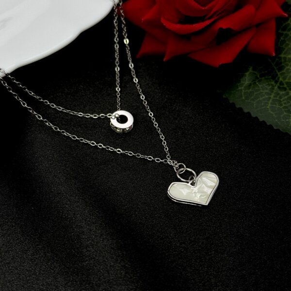 Stainless Steel White Shell Heart Layer Nacklace, Product Code: D-5175